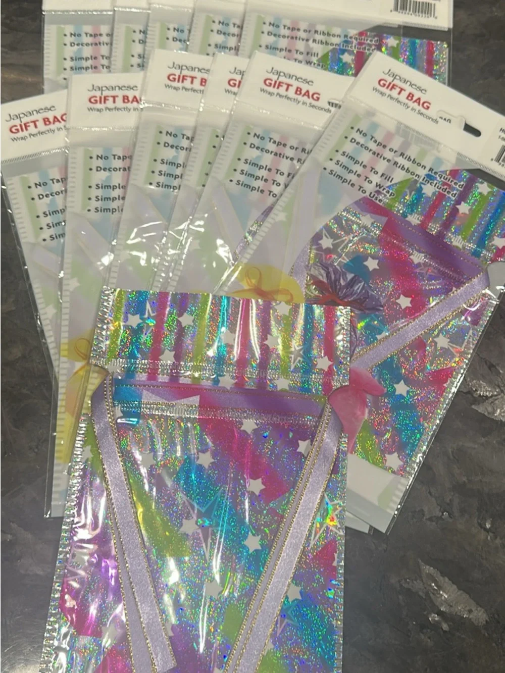 Japanese Holographic Gift Bag - Iridescent Pink & Purple